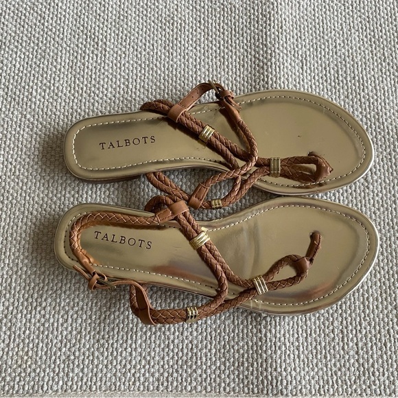 Talbots Brown Braided Leather Sandals Size 9.5M - Picture 2 of 4